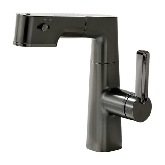 Multifunctional Bathroom Faucets, Pull Out Basin Mixer Sink Faucet, Gourmet LED Temperature Tap 360° Tapware Crane Brass ,Versatile Features