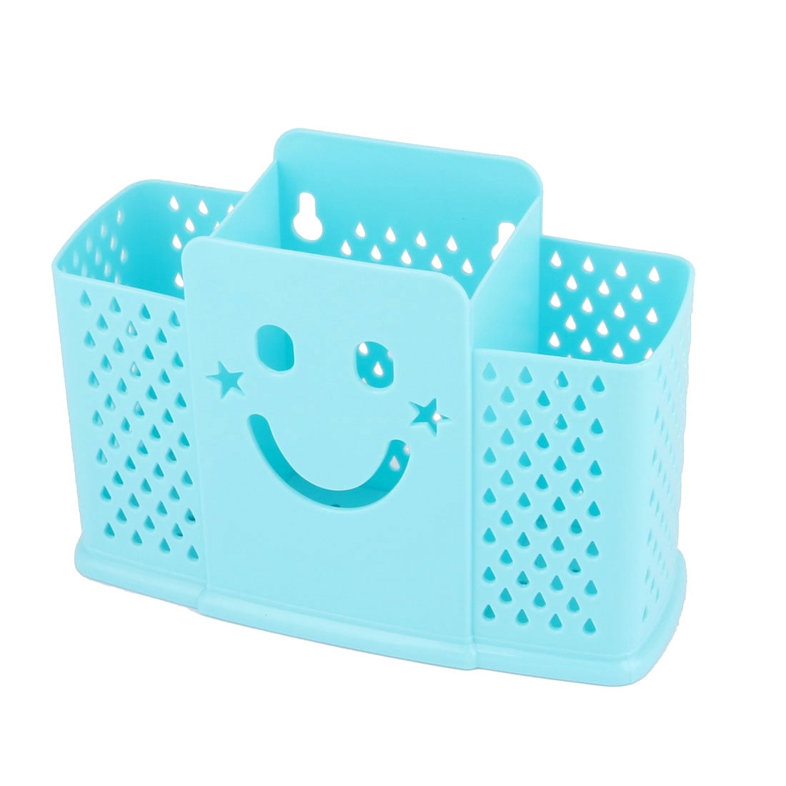 Kitchen Hollow Out Plastic Spatula Spoon Hanging Chopsticks Holder Basket Blue