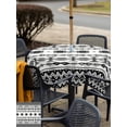 thumbnail image 5 of Outdoor Tablecloth with Umbrella Hole for Patio/Picnic/Party/Camping, Black White Boho Waterproof Table Cloth Square Cover Washable, Vintage Abstract Art Ethnic Tribe (54"x 54"), 5 of 8