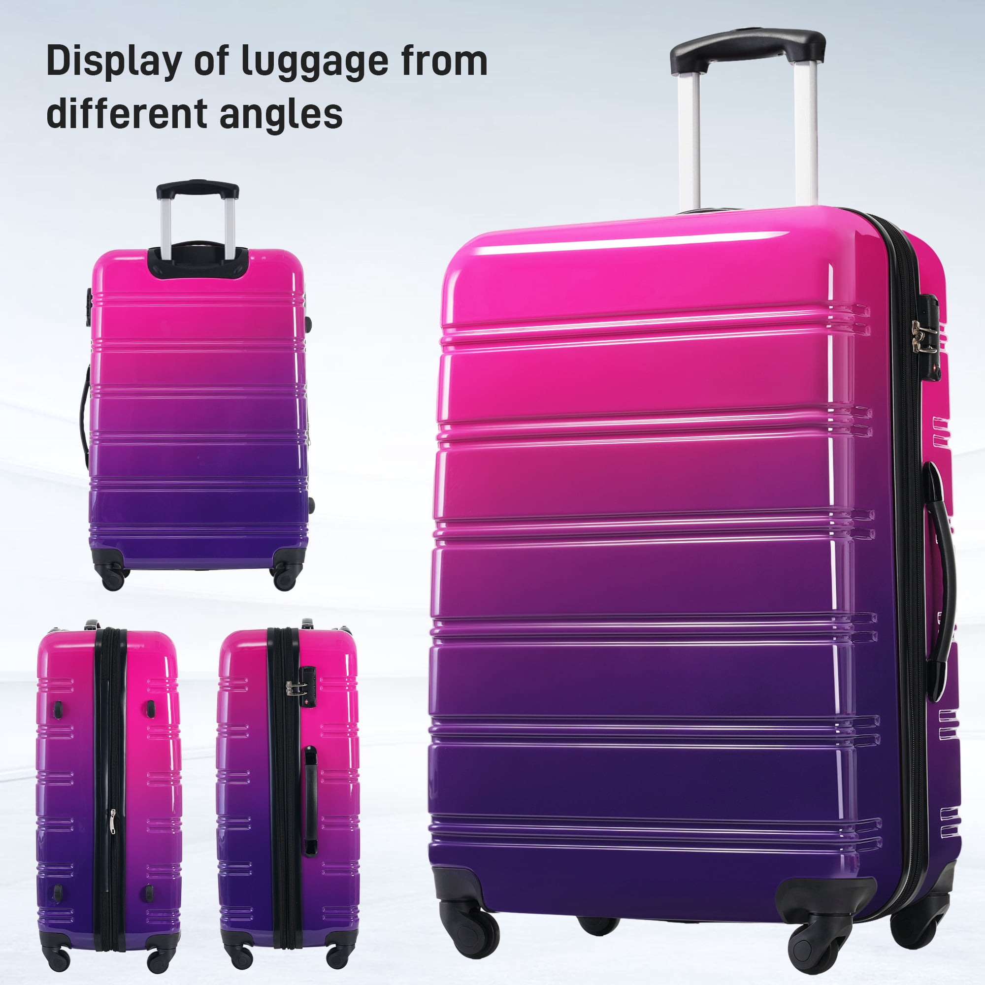 Oufan Gradient Color Expandable Luggage Sets of 3, Lightweight Travel Luggage with Wheels & TSA Lock, Carry-On & Large Checked Luggage, 20"/24"/28"