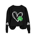thumbnail image 4 of Bunenne St Patrick Day Sweatshirts Shamrock Sweatshirt St. Day Round Neck Long Sleeved Casual Holiday Printed Hooded Sweatshirt Crew Sweatshirt for Women Black 1 S, 4 of 4