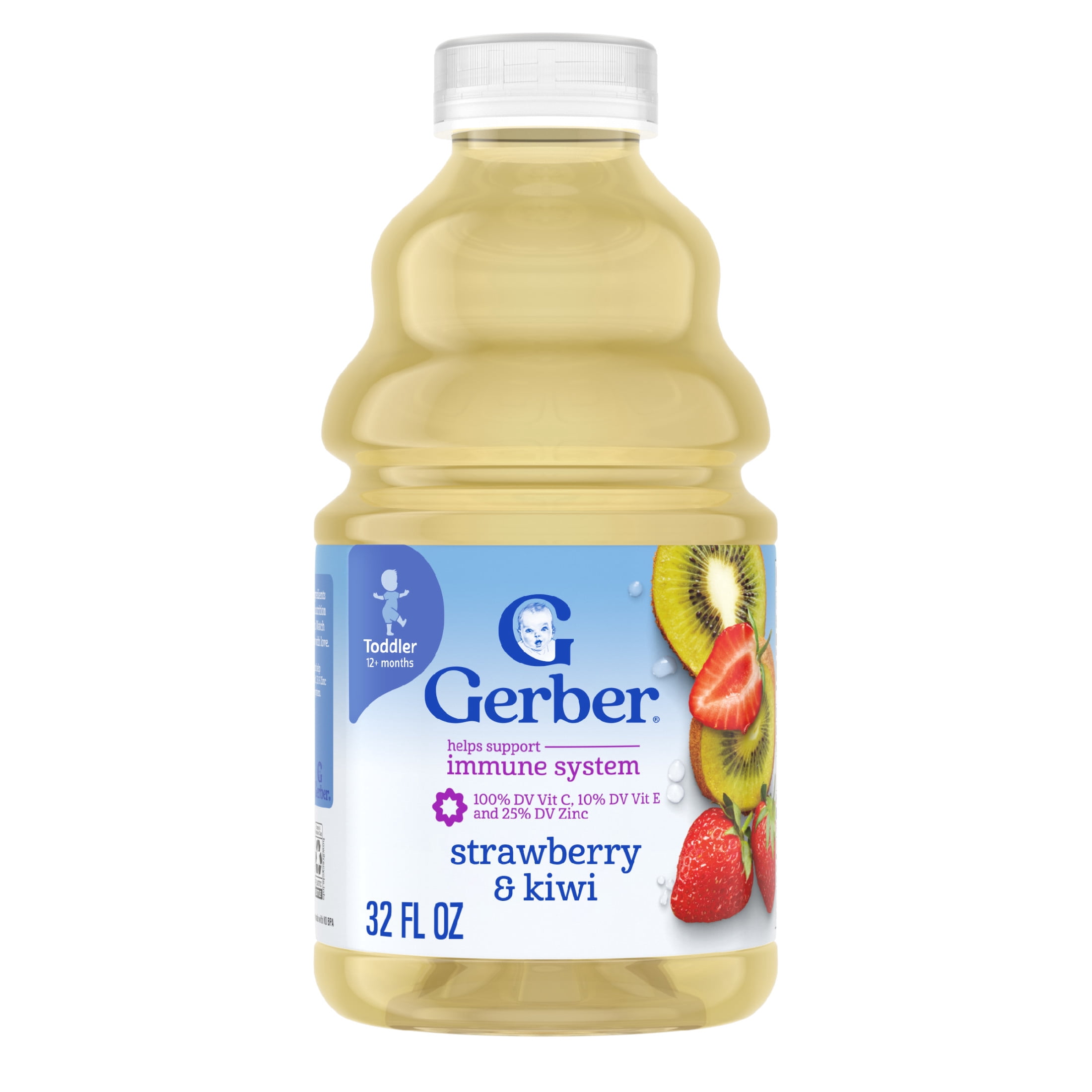 (6 pack) Gerber Fruit Splashers Toddler Juice Strawberry Kiwi, 32 fl oz Bottle