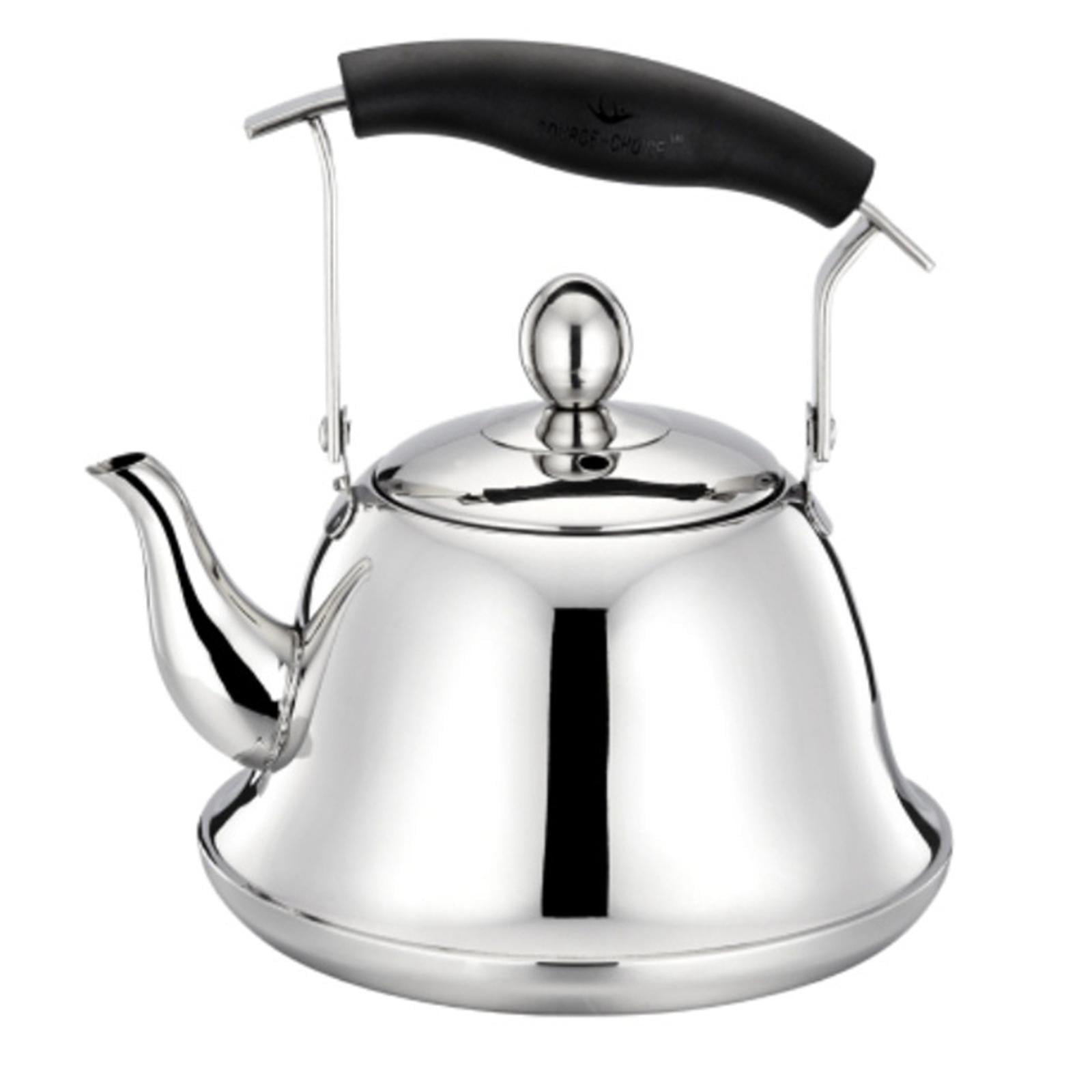 Everyday Solutions Whistling Tea Kettle; Vine Collection - Brushed  Stainless Steel Kettle w/Ergonomic Heat Resistant Handle & Leaf Design -  for Gas