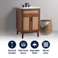 thumbnail image 4 of JONATHAN Y Javer 24 in. W x 18 in. D x 33 in. H, Rattan 2-Shelf, Bath Vanity Cabinet ONLY, Walnut, VAN1009B, 4 of 7