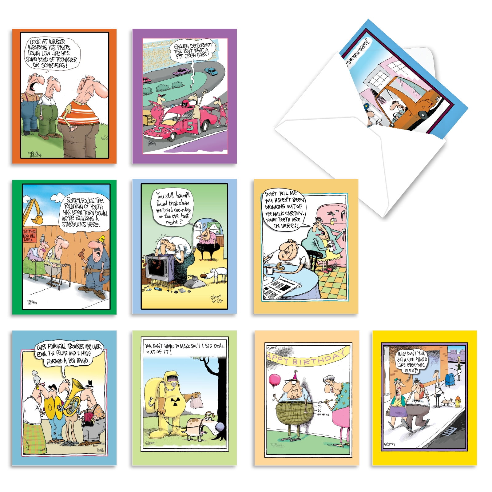 10 Funny Happy Birthday Note Cards Boxed (4 x 5.12 Inch) - BROS. CUTUPS M6617BDG