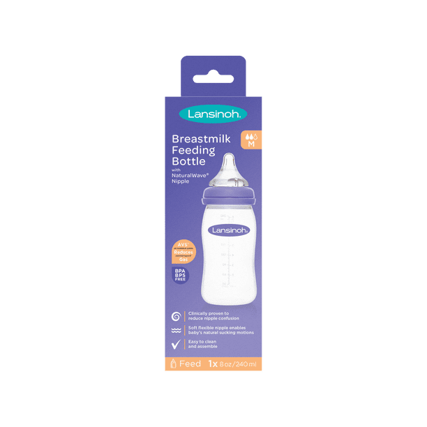Lansinoh 8 oz Breastfeeding Bottle for Baby, NaturalWave Nipple
