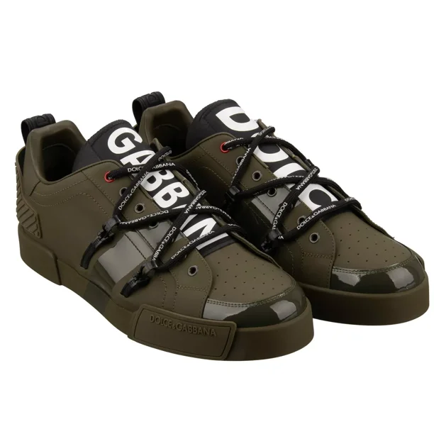 Ni - ke DOLCE & GABBANA DG Logo Low-Top Leather Sneaker Shoes PORTOFINO Khaki Green