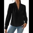 thumbnail image 3 of Blusas de Trabajo para Mujer, Blusas de Larga, Blusas de Oficina con Cuello en V, Blusas de para Mujer Negro L, 3 of 10