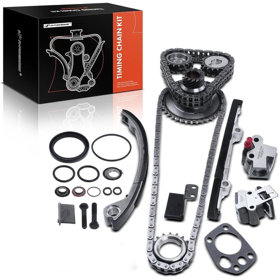 A-Premium 14PCS Engine Timing Chain Kit W/Tensioner & Sprocket & Guide Rail [fits DOHC, 4Cyl 2.4L] Compatible with Nissan 240SX 1991-1998, [KA24DE], Replace# S778, S699, 9-4176, 9-5240, 9-5235