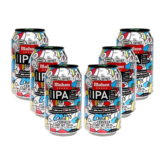 Six Pack Cerveza Mahou Session IPA Lata 330 Ml Mahou Session IPA