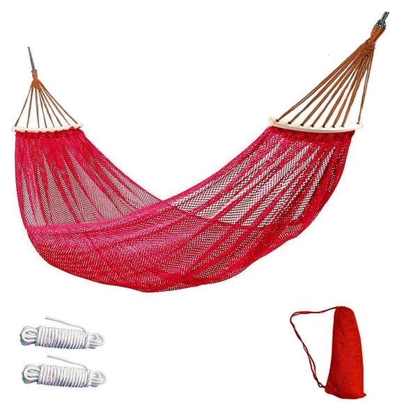 Outdoor Mesh Hammock with Spreader Bars, Breathable Nylon Portable 1-2 Person with Carry Bag for Camping Backyard Patio Garden(green)Q
