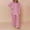 Pink women's two piece lounge set a1, variant on Cagogo Women's 2 Piece Long Sleeve Shirt Wide Leg Pants Set Casual Lounge Outfits Solid Collared Top Matching Lounge Set Airport Travel Clothes, Wine 2XL