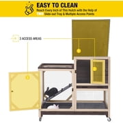 Aivituvin Rabbit Hutch Rabbit Cage Indoor Bunny Hutch with Run Outdoor Rabbit House with Two Deeper No Leak Trays - 4 Casters Include (Without Bottom Wire Netting)