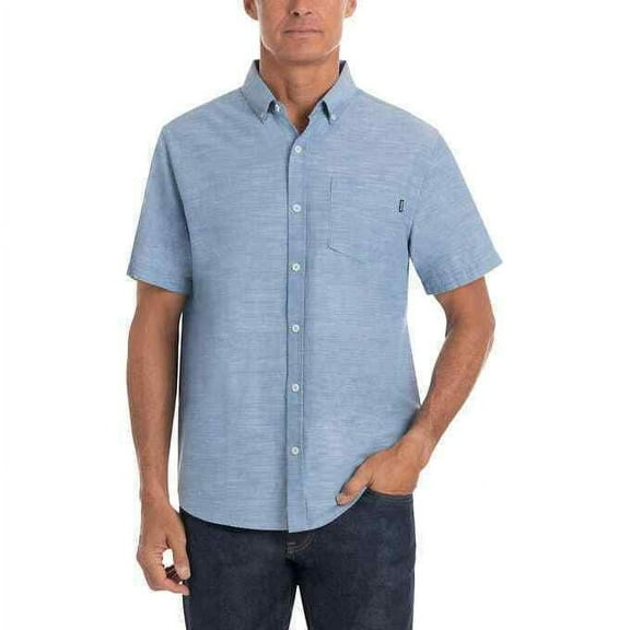 Hurley Men's Short Sleeve Woven Shirt (Blue, Medium)