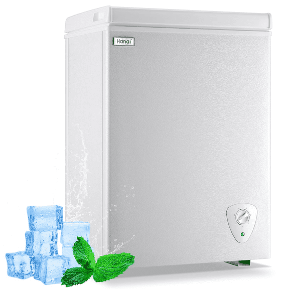 3.5 Cubic Chest Deep Freezer, with Removable Storage Basket, 7 Gears Temperature Control, Energy Saving, for Office Dorm or Apartment