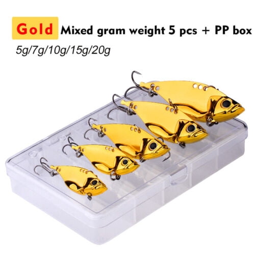 5Pcs Metal Blade Fishing Lures 5/7/10/15/20g Hard VIB Crank Bait Sinking Hook