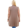 thumbnail image 3 of Pastel by Vivienne Women's Sleeveless Cardigan in Plus Size Mocha XX-Large, 3 of 4