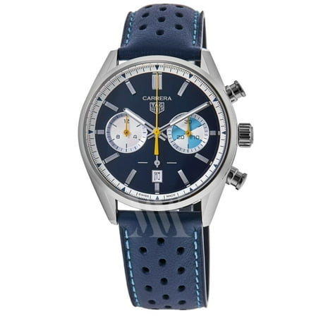 Tag Heuer Carrera Chronograph Limited Edition Automatic Blue Dial Leather Strap Men's Watch CBN201N.FC6620