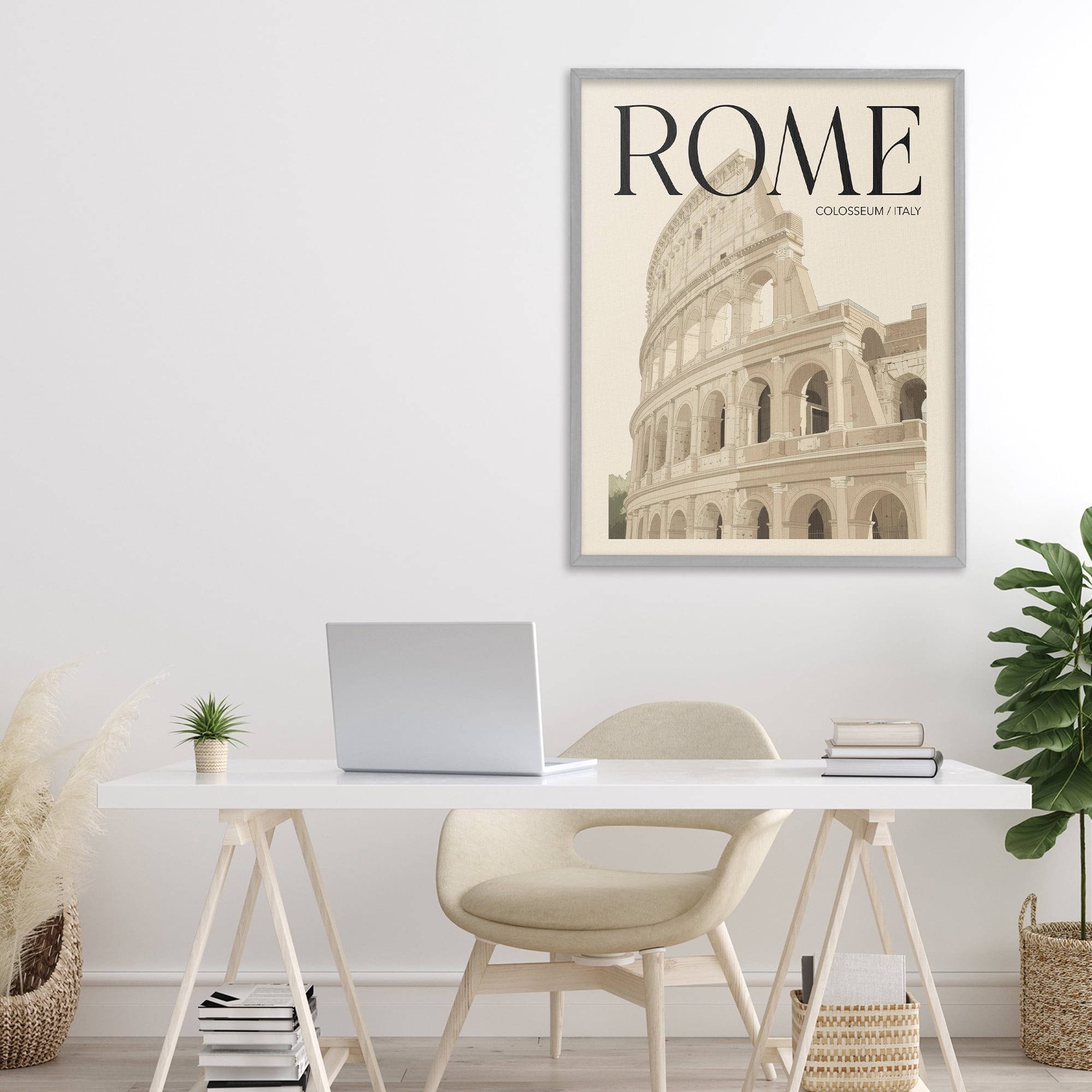 Stupell Industries Vintage Rome Colosseum Gray Framed Giclee Art, design by Andreas Magnusson