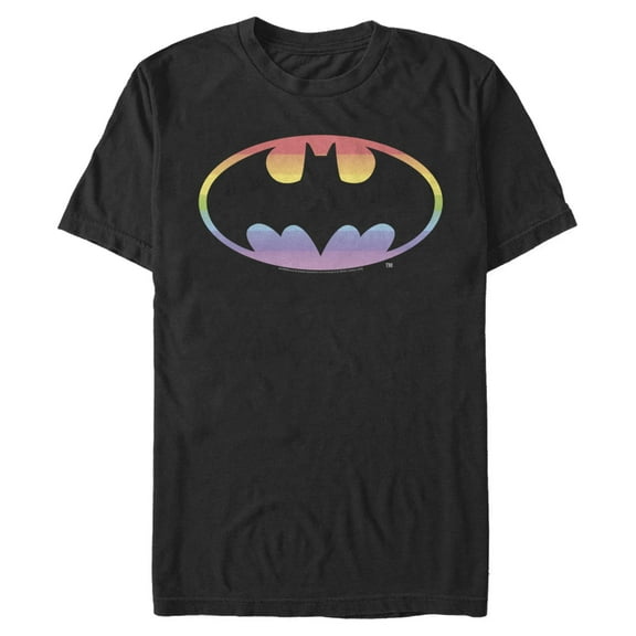 Men's Batman Rainbow Logo Graphic Tee Black Medium