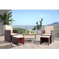 thumbnail image 2 of Lacoo 4 Pieces Patio Wicker Furniture Conversation Set with Two Ottomans Collapsible Balcony Porch Furniture, Beige, 2 of 3