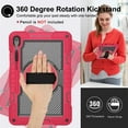 thumbnail image 5 of Case for Samsung Galaxy Tab S10 FE Plus 13.1" 2025, 360° Rotating Kickstand with Pencil Holder/Hand Strap/Shoulder Strap Hard PC Rugged Silicone Shockproof Bumper Stand Cover, Red+Black, 5 of 8