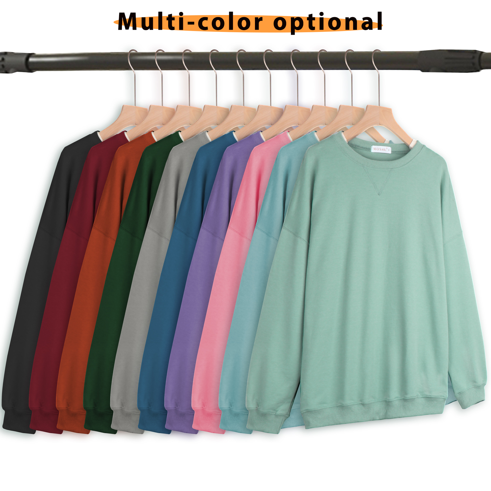 MOSHU Women's Oversized Crewneck Pullover Sweatshirt photo 7