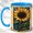 Blue, variant on Jeweled Sunflower Coffee Mug, Floral Garden Mug, Ceramic 11 oz