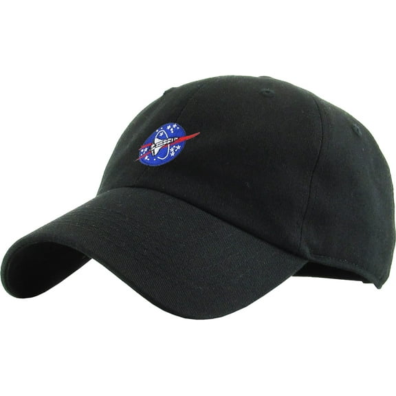 Spaceship Black Dad Hat Baseball Cap Polo Style Adjustable NASA Galaxy Alien UFO Face ET E.T. Saucer Rocket Planets Earth Mars Moon