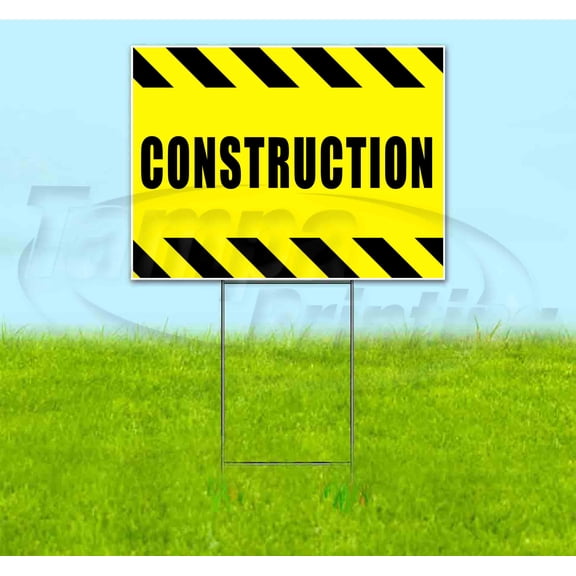 Construction (18" x 24") Yard Sign, Includes Metal Step Stake