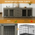 thumbnail image 5 of Wiilayok 94.5" Large Double Dog Crate Furniture, Wooden Double Dog Kennel Furniture with 3 Drawers and 4 Dog Bowl, Heavy Duty Indoor Furniture Style Dog Cage House(Grey), 5 of 8
