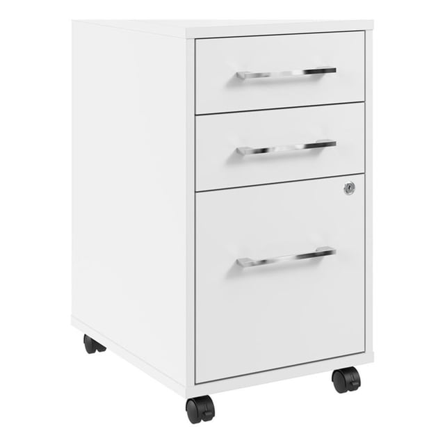 Hustle 3 Drawer Mobile File Cabinet in White - Engineered Wood