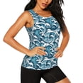 thumbnail image 2 of Balery Ocean Waves Camiseta sin mangas estampada ligera para mujer, tops de entrenamiento sin mangas, camisetas de yoga transpirables de secado rápido.-Large, 2 of 7