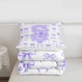 thumbnail image 5 of Manfei Girly Bowknot Twin Comforter Sets For Kids,Purple Letter S Initial Lettering Bedding Set For Girls,Reversible,2pcs, 5 of 7