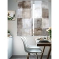thumbnail image 4 of Grey Beige Sheer Curtains for Living Room Bedroom, Light-filtering Sheer Curtain, Abstract Art Gradient Graffiti Plaid Modern Rod Pocket Voile Window Treatment Drapes, 52’’Wx63’’L, 2 Panels Set, 4 of 7