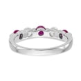 thumbnail image 5 of 14K White Gold Ring Band Gemstone Diamond Round Ruby Red, 5 of 7