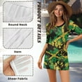 thumbnail image 5 of FKELYI Splatter Jamaican Flag Print Women Cover Ups for Summer Round Neck Cover-Up Breathable Beachwear Flowy Swim Bikini Cover Up Half-Sleeve Resort Wear for Lady Teen Girls, XL, 5 of 6