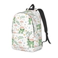 thumbnail image 1 of Disketp Frog and Mushrooms print Canvas Backpack Lightweight Travel Daypack Student Rucksack Laptop Backpack-, 1 of 5