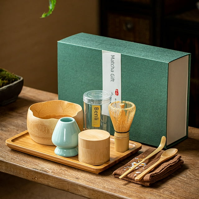 Premium Matcha Whisk Set with Chasen Stand: 8-Piece Japanese Tea Ceremony Kit Including Lotus Bowl & Matcha Container – Traditional Song Dynasty Style Tools for Tea Making, Elegant Gift Box for Tea
