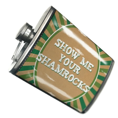 

NEONBLOND Flask Show Me Your Shamrocks St. Patrick s Day Retro Design