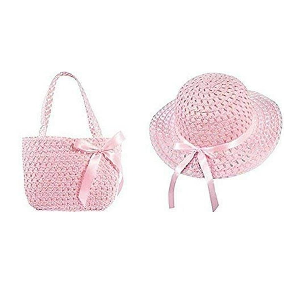 Joyeux Amusement Easter Filles Chapeau Sac à Main Ensemble Ruban Thé Habiller Easter Rose