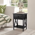 thumbnail image 4 of LANTRO JS Nightstand with Drawer and Open Storage Shelves, Bedside End Table for Bedroom Living Room, Black, 4 of 5