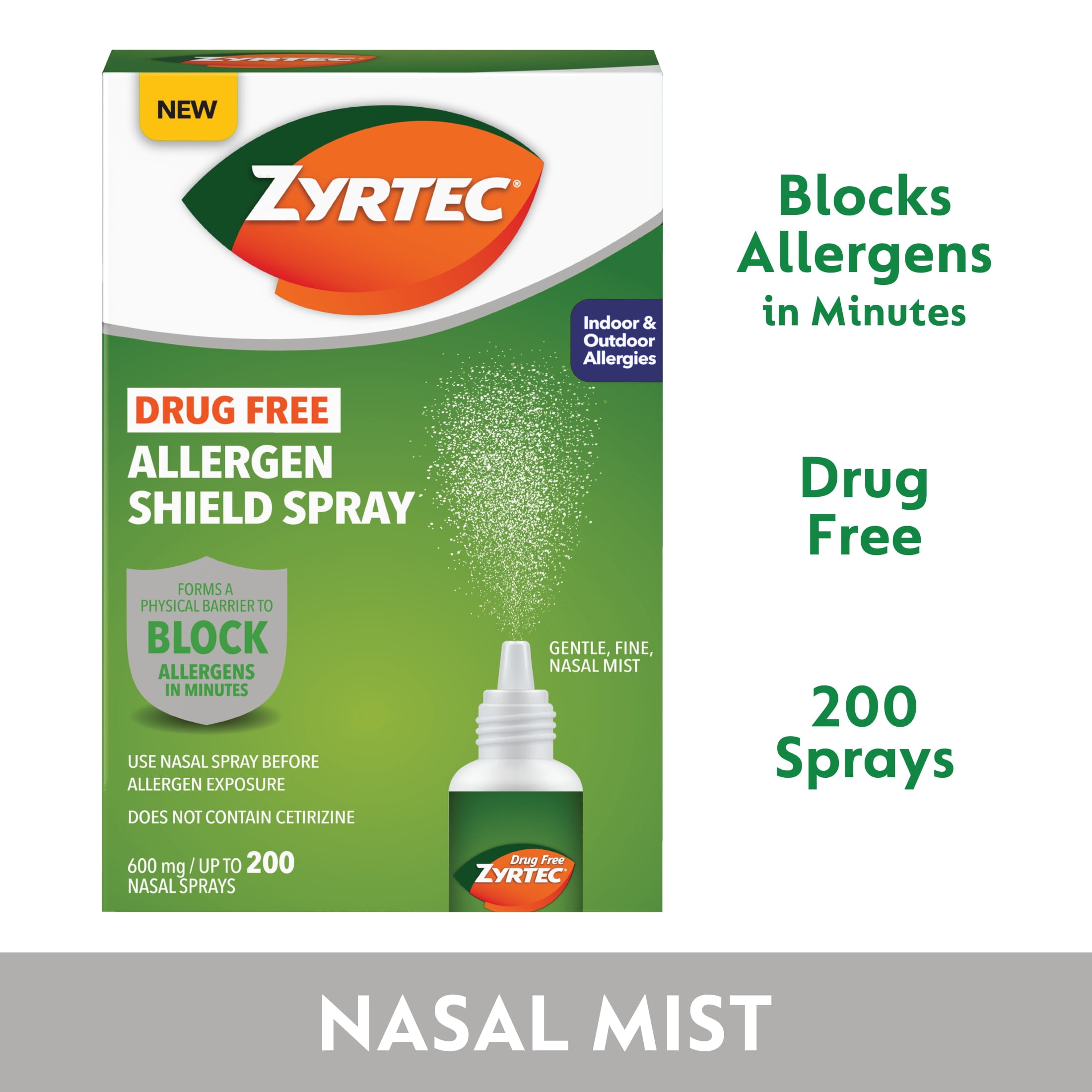 Zyrtec Allergen Shield Spray, allergen defense nasal spray, up to 200 Sprays, 600mg