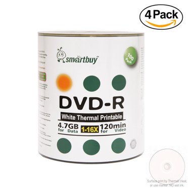 1800 Pack Smartbuy 16X DVD-R 4.7GB 120Min White Inkjet Hub Printable ...