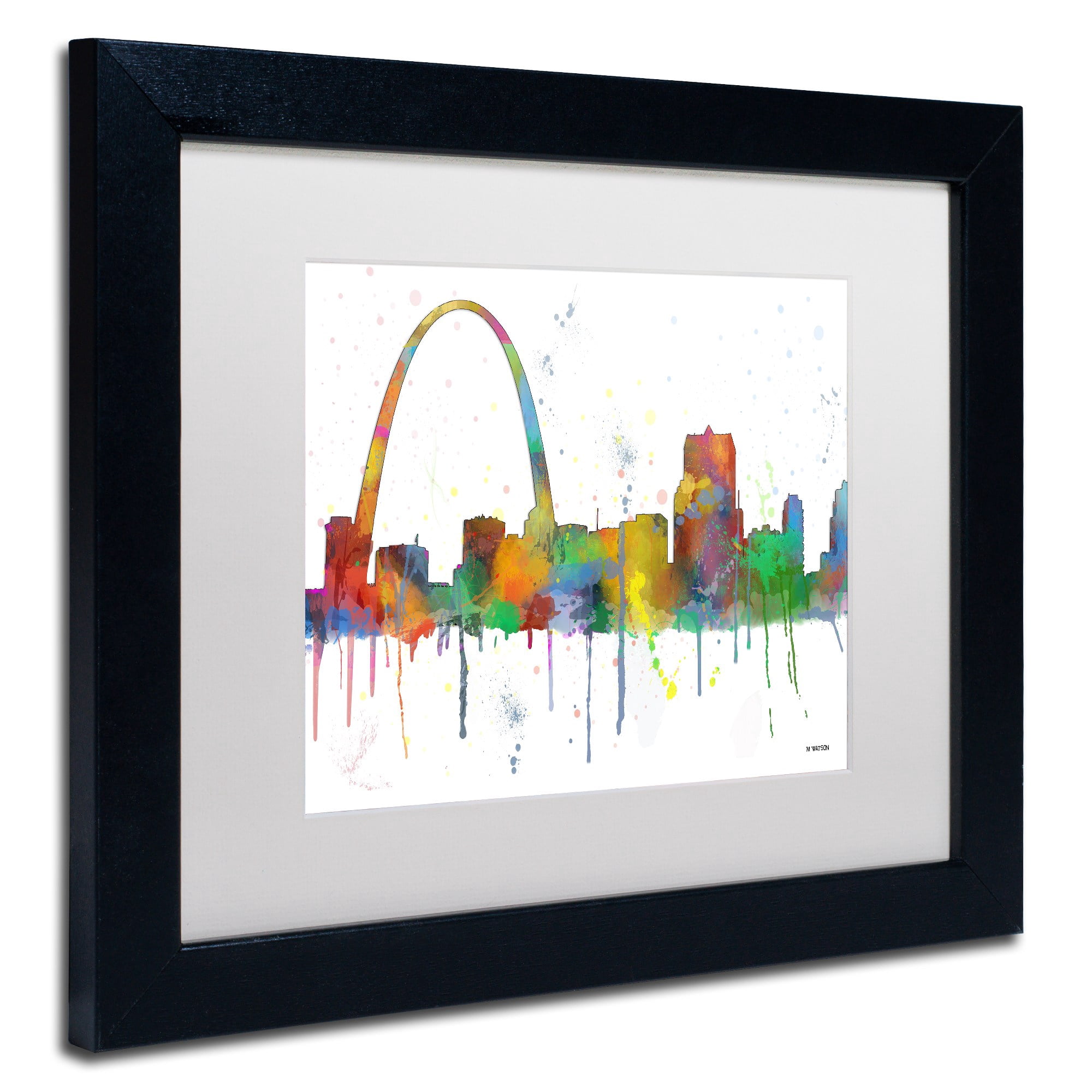 Trademark Fine Art "Gateway Arch St Louis Skyline" Canvas Art by Marlene Watson, White Matte, Black Frame