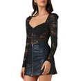 thumbnail image 4 of INSPIRE CHIC Women's Corset Sheer Design Long Sleeve Versatile Lace Bodysuit S Black, 4 of 6