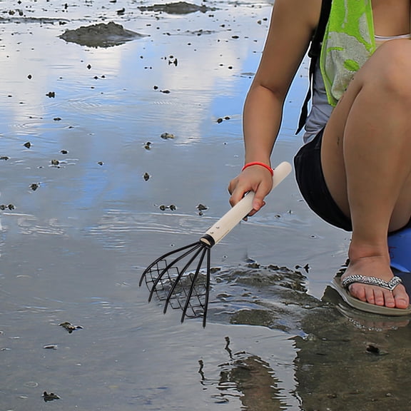 HIAKDOFT 2Pcs Rake for Clam Rake -Tine Design Ergonomic Handle 14.96X5.51X1.57In