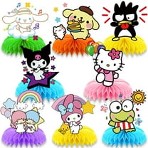 8 PCS Sanrio Role Party Supplies, Honeycomb Centerpieces 3D Double Side Party Decor, Colorful Non-Fading Cardstock Birthday Party Decorations for Tabletop, Cake Display