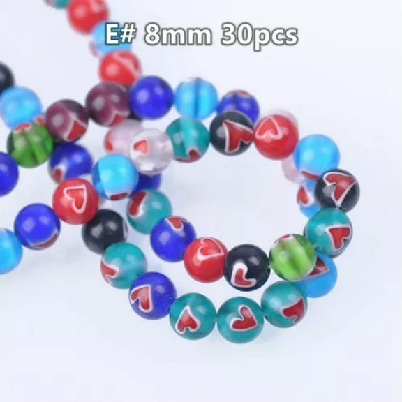 U8MO Round 6mm 8mm 10mm 12mm 14mm Mixed Millefiori Glass Loose Beads DIY Jewelry-E# 8mm 30pcs