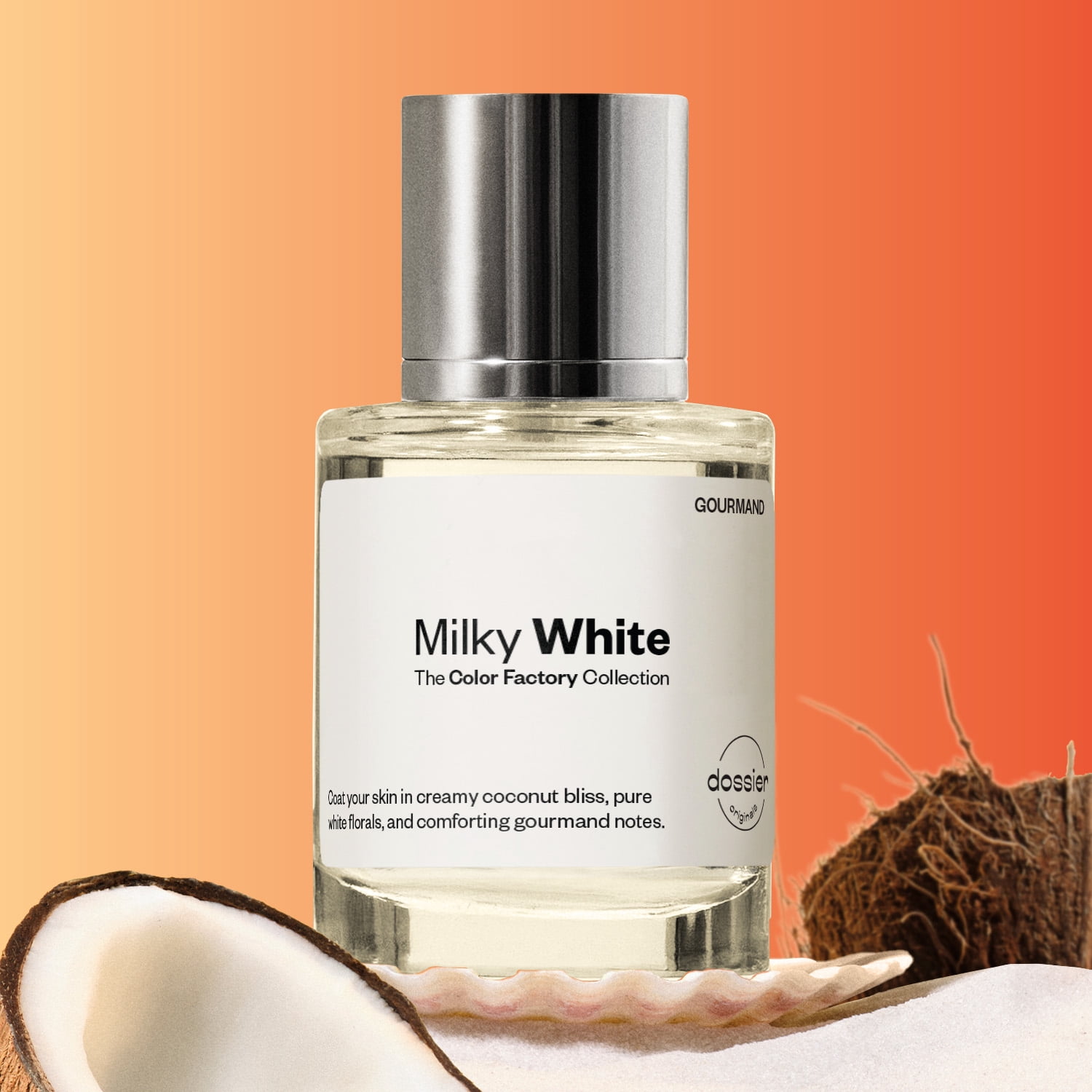 Dossier Originals, The color factory collection, Milky White, Eau de Parfum. Size: 50ml / 1.7oz